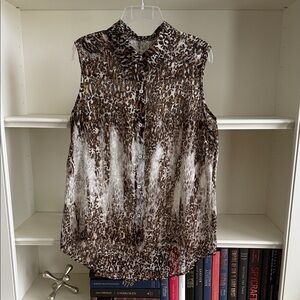 Leopard Print Sleeveless Blouse